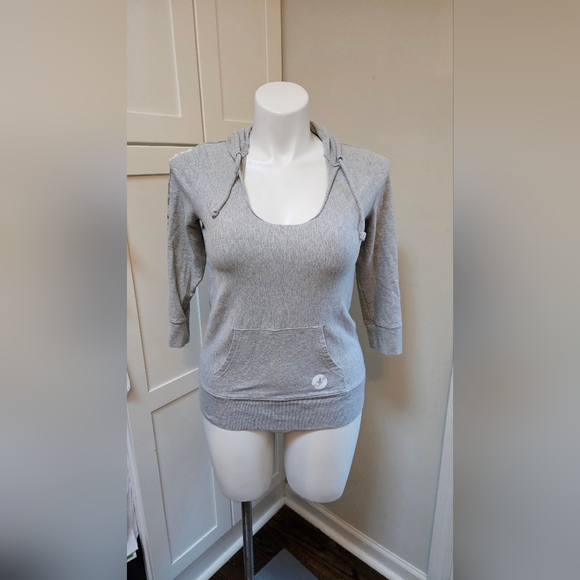 Aerie Fit US Medium Gray Hooded Top - Picture 3 of 7